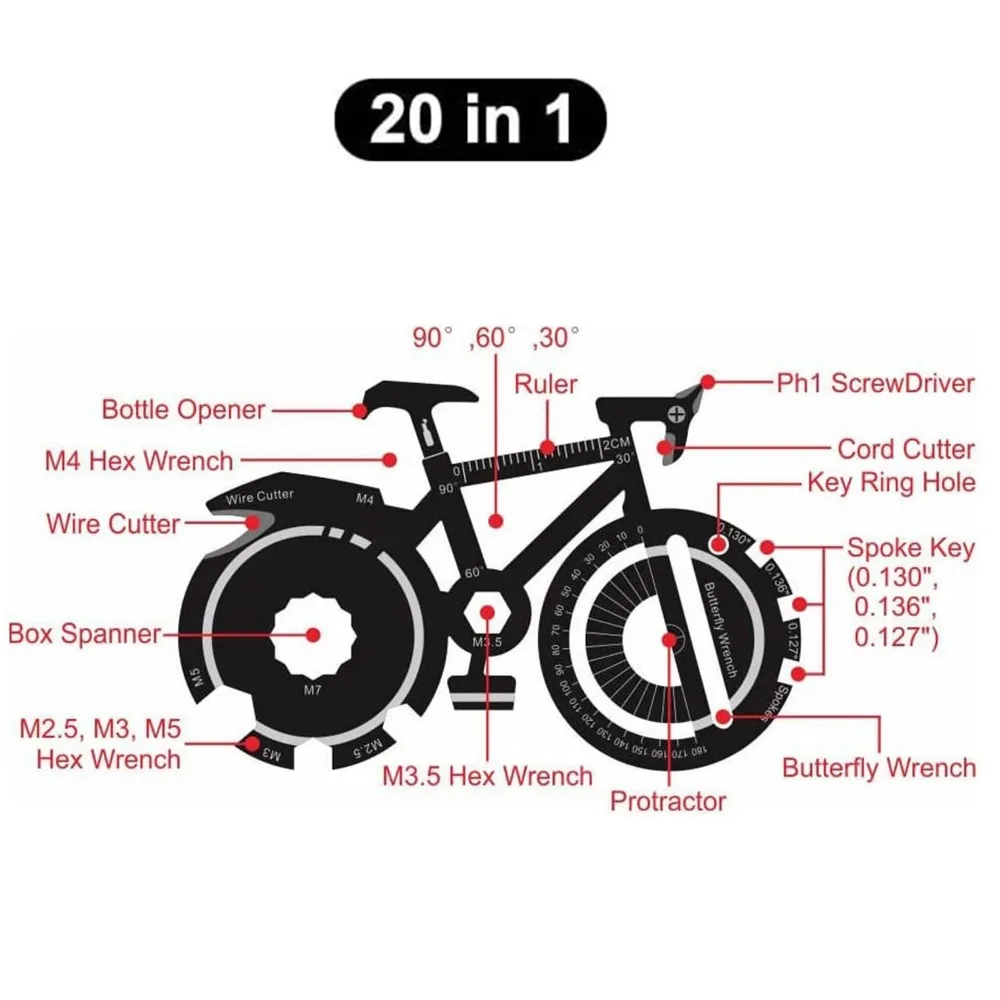​ ​ 20-in-1 fietsmultitoolkaar - Multitool Credit Card recensie en prijs
